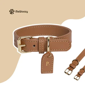 Leren Hondenhalsband – Met Luxe Gepersonaliseerd Label
